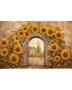 Photography Background in Fabric Arch with Sunflowers / Backdrop 3657
