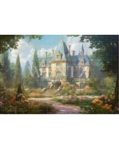 Photography Background in Fabric Castle with Garden / Backdrop 3662