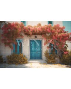 Photography Background in Fabric Greek House Facade / Backdrop 3664