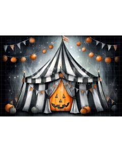 Photography Background in Fabric Watercolor Halloween Circus / Backdrop 3691