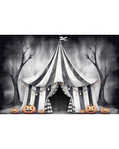 Photography Background in Fabric Watercolor Halloween Circus / Backdrop 3692