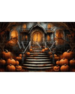 Photography Background in Fabric Spooky House Balcony / Backdrop 3742
