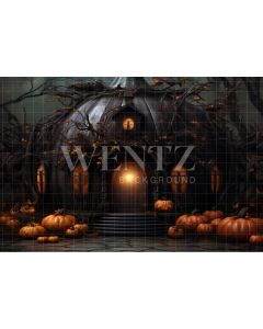 Photography Background in Fabric Pumpkin House / Backdrop 3745