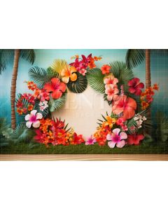 Photography Background in Fabric Hibiscus Arch / Backdrop 3793