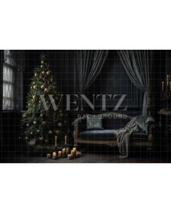 Photography Background in Fabric Gray Christmas Room / Backdrop 3803