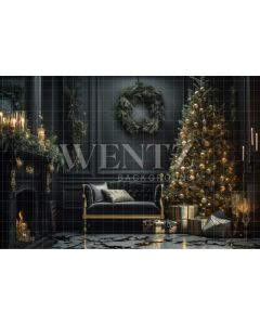 Photography Background in Fabric Christmas Room with Fireplace / Backdrop 3805