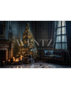 Photography Background in Fabric Christmas Room with Candles / Backdrop 3809