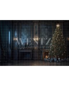 Photographic Background in Fabric Christmas Room with Tree / Backdrop 3812