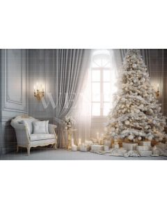 Photography Background in Fabric Christmas Room with Window / Backdrop 3813