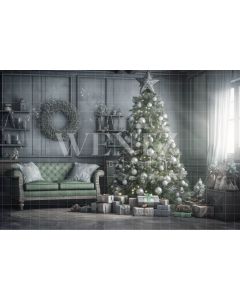 Photography Background in Fabric Grey Christmas Room / Backdrop 3823