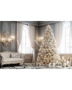 Photography Background in Fabric Christmas Room with Couch / Backdrop 3826