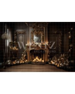 Photography Background in Fabric Christmas Fireplace / Backdrop 3868