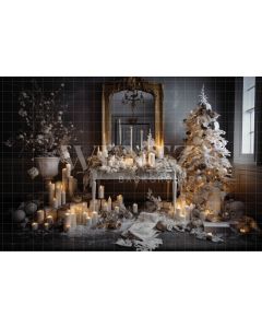 Photography Background in Fabric Christmas Room with Candles / Backdrop 3870