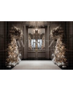 Photography Background in Fabric Christmas Room with Door / Backdrop 3872