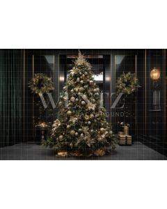 Photography Background in Fabric Room with Christmas Tree / Backdrop 3873