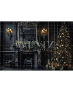 Photography Background in Fabric Gray Christmas Room / Backdrop 3875