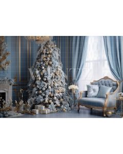 Photography Background in Fabric Baby Blue Christmas Room / Backdrop 3885