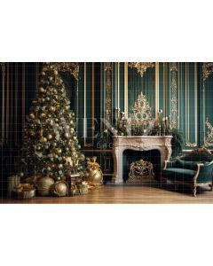 Photography Background in Fabric Christmas Set with Fireplace / Backdrop 3937