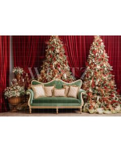 Photography Background in Fabric Christmas Set with Couch / Backdrop 3948