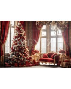 Photography Background in Fabric Red and Gold Christmas Set / Backdrop 3953