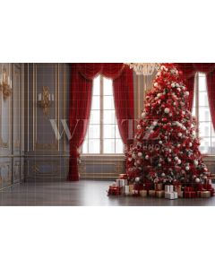 Photography Background in Fabric Red Christmas Tree / Backdrop 3954