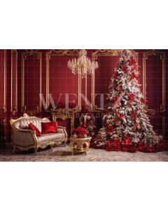 Photography Background in Fabric Red Christmas Room / Backdrop 3956