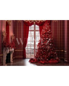 Photography Background in Fabric Christmas Set with Fireplace / Backdrop 3959