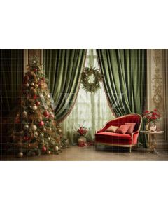 Photography Background in Fabric Christmas Interior / Backdrop 3974