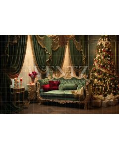 Photography Background in Fabric Classic Christmas Room / Backdrop 3981