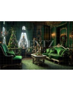 Photography Background in Fabric Green Christmas Set / Backdrop 3986