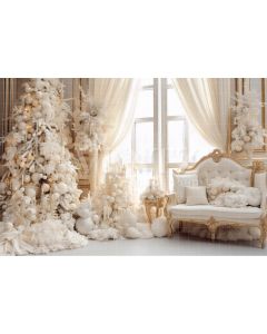 Photography Background in Fabric White Christmas Room / Backdrop 3988