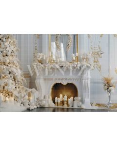 Photography Background in Fabric White Fireplace / Backdrop 3990