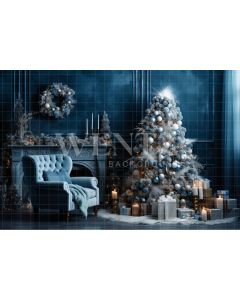 Photography Background in Fabric Blue Christmas Set / Backdrop 3999