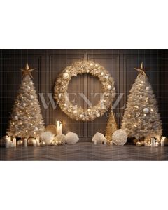 Photography Background in Fabric Christmas Wreath and Trees / Backdrop 4005
