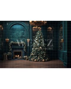 Photography Background in Fabric Christmas Room with Fireplace / Backdrop 4007