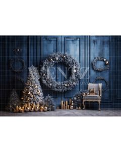 Photography Background in Fabric Blue Christmas Set / Backdrop 4008
