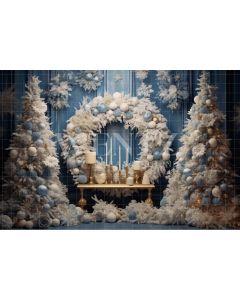 Photography Background in Fabric Set with Christmas Wreath / Backdrop 4009