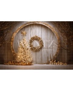 Photography Background in Fabric Gold Christmas Tree / Backdrop 4012