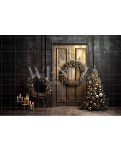 Photography Background in Fabric Gold Christmas Door / Backdrop 4026