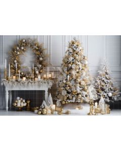 Photography Background in Fabric White and Gold Christmas Set / Backdrop 4031
