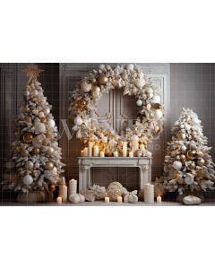 Photography Background in Fabric White and Gold Christmas Set / Backdrop 4039