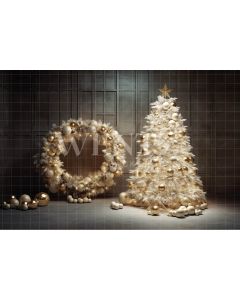 Photography Background in Fabric Gold Christmas Tree / Backdrop 4050