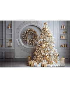 Photography Background in Fabric Gold Christmas Tree / Backdrop 4052