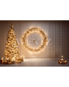 Photography Background in Fabric Christmas Set with Golden Lights / Backdrop 4054