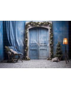 Photography Background in Fabric Blue Door / Backdrop 4063