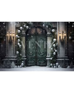 Photography Background in Fabric Green Christmas Door / Backdrop 4067