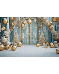 Photography Background in Fabric Blue and Gold Christmas Set / Backdrop 4070