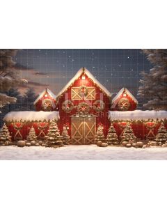 Photography Background in Fabric Christmas Barn / Backdrop 4078