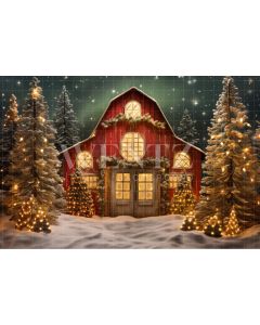 Photography Background in Fabric Christmas Barn / Backdrop 4079