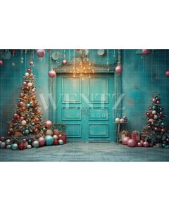 Photography Background in Fabric Candy Color Christmas Door / Backdrop 4086